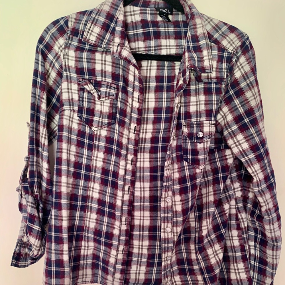 Plaid Roll Tab Button Down Shirt